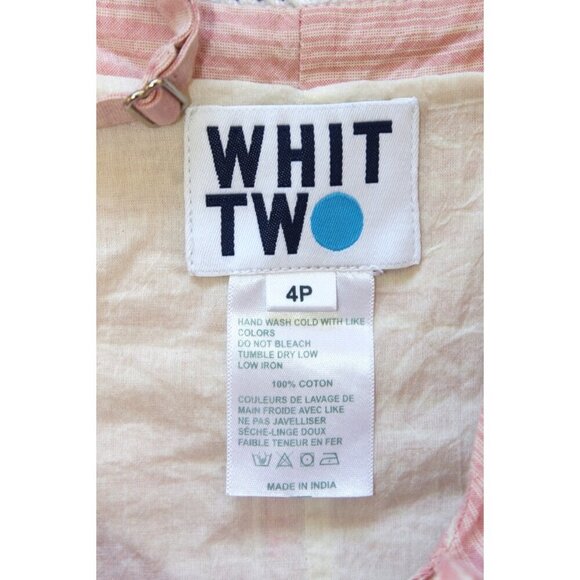 Anthropologie Whit Two Pink Midi dress Striped Twist Knot Cotton Neck Size 4P - Picture 9 of 11